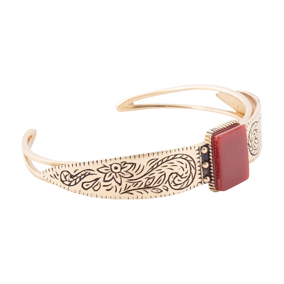 Gestempelte orangefarbene Karneol-Gold-Armspange