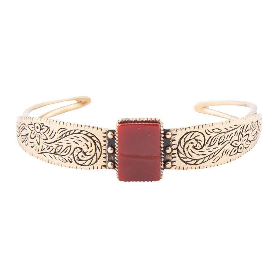 Gestempelte orangefarbene Karneol-Gold-Armspange