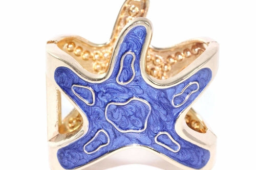Bracelet jonc étoile de mer strass doré, bijou de plage