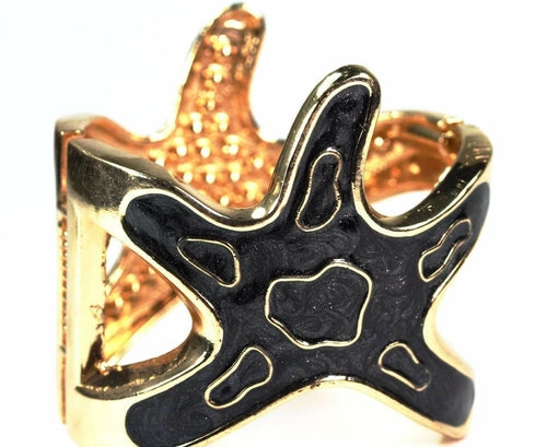 Bracelet jonc étoile de mer strass doré, bijou de plage