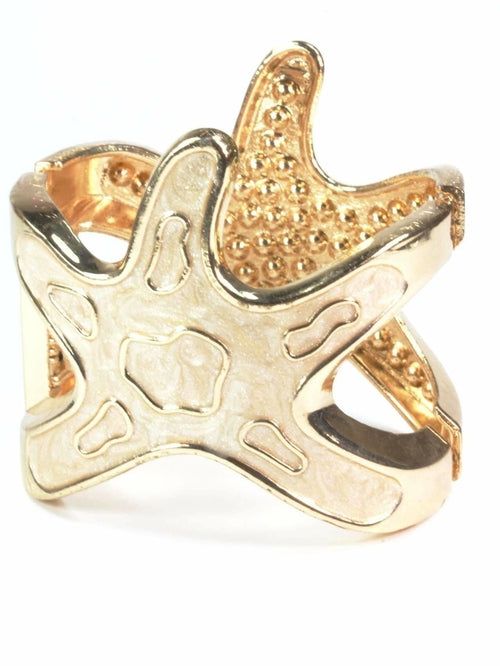 Bracelet jonc étoile de mer strass doré, bijou de plage
