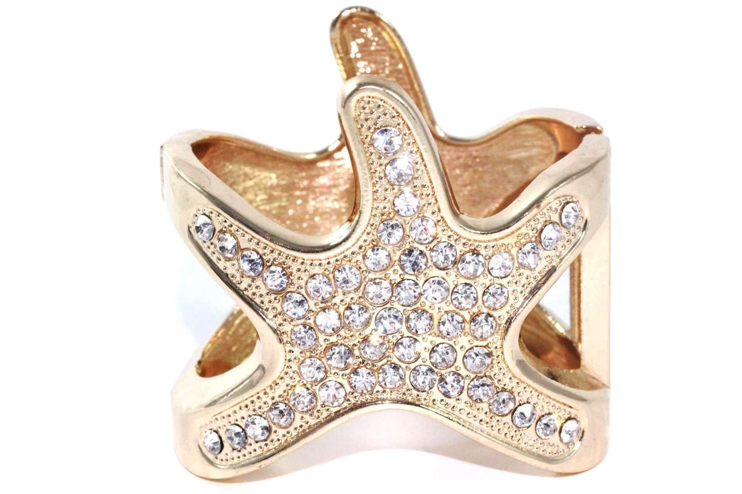 Bracelet jonc étoile de mer strass doré, bijou de plage