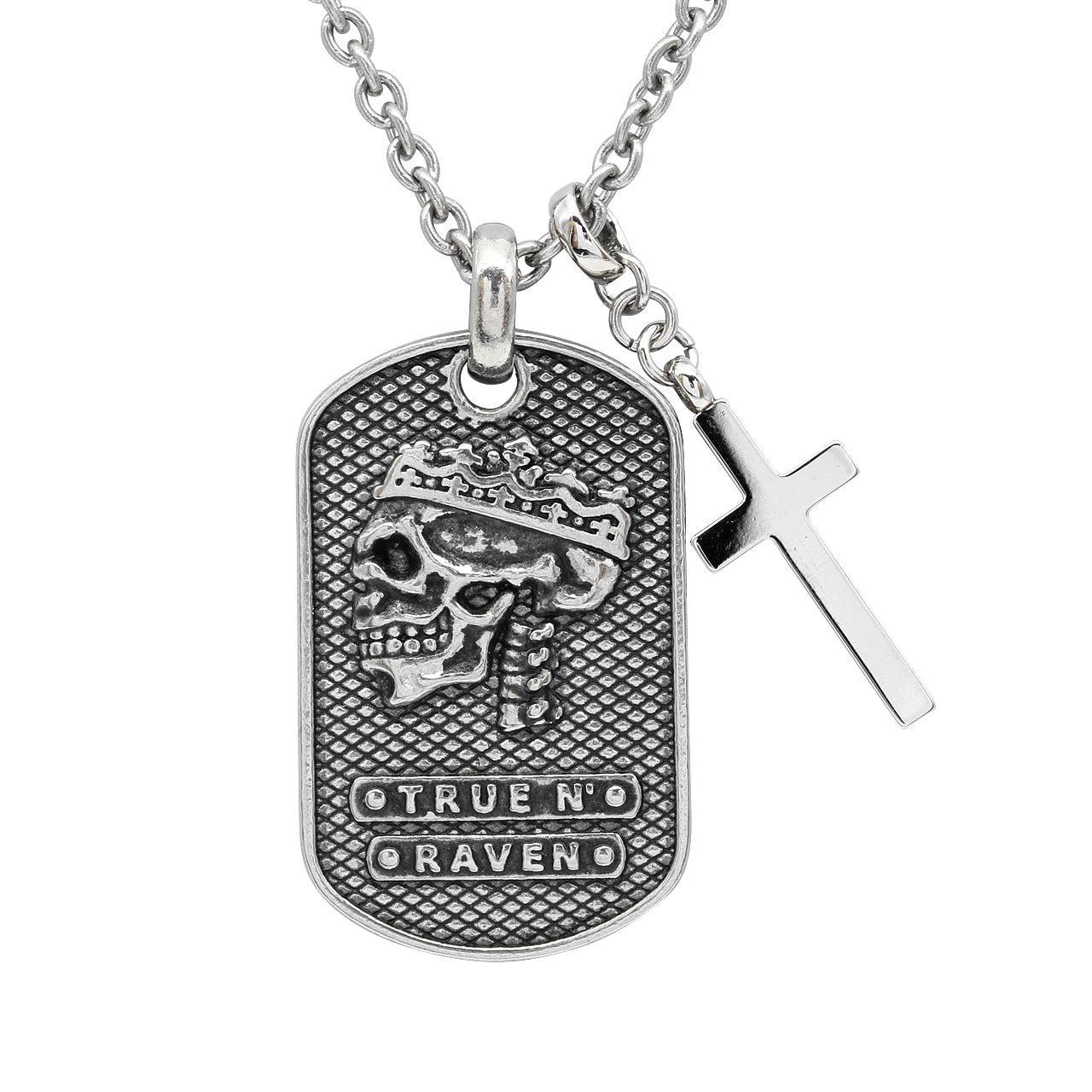 Steel Skull King And Cross Pendant Necklace For Men