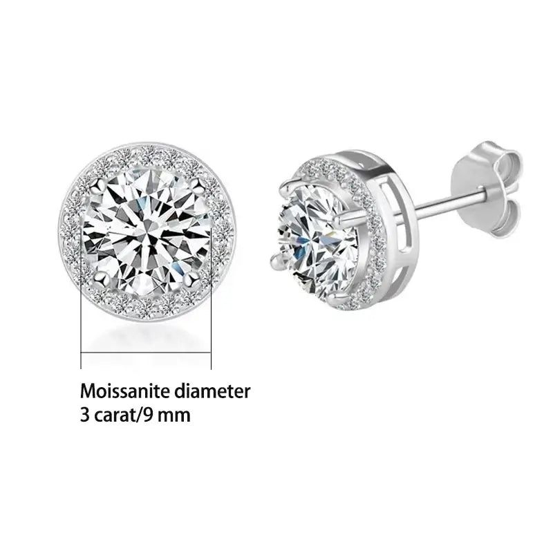 Sterling Silver 0.5 1 2Ct Round Moissanite Stud Earrings For Women