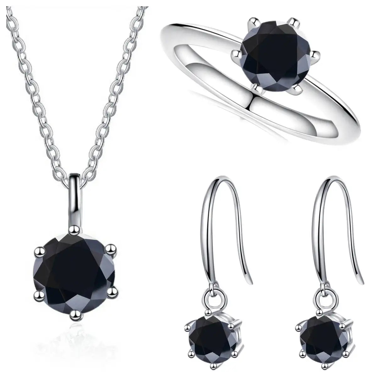 Ensemble de bijoux en argent sterling 925 et moissanite 2.5 carats couleur D (collier et boucles d'oreilles)