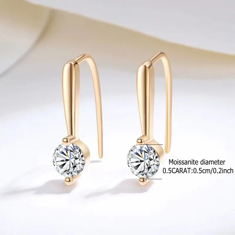 Boucles d'oreilles pendantes en argent sterling 925 avec moissanite 1,0 ct (0,5 ct x 2), cadeau de luxe à la mode pour mariée