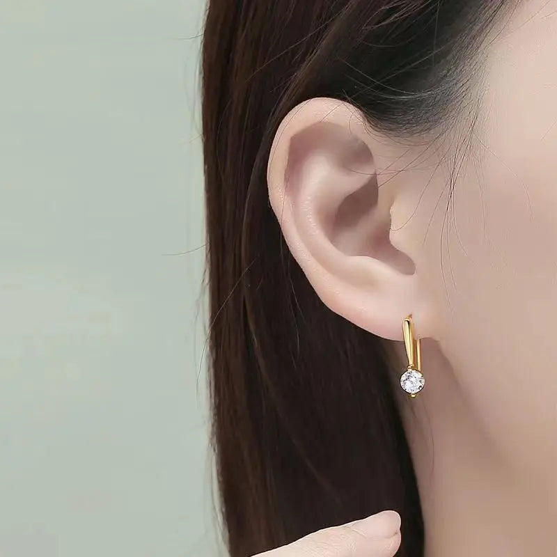 Boucles d'oreilles pendantes en argent sterling 925 avec moissanite 1,0 ct (0,5 ct x 2), cadeau de luxe à la mode pour mariée