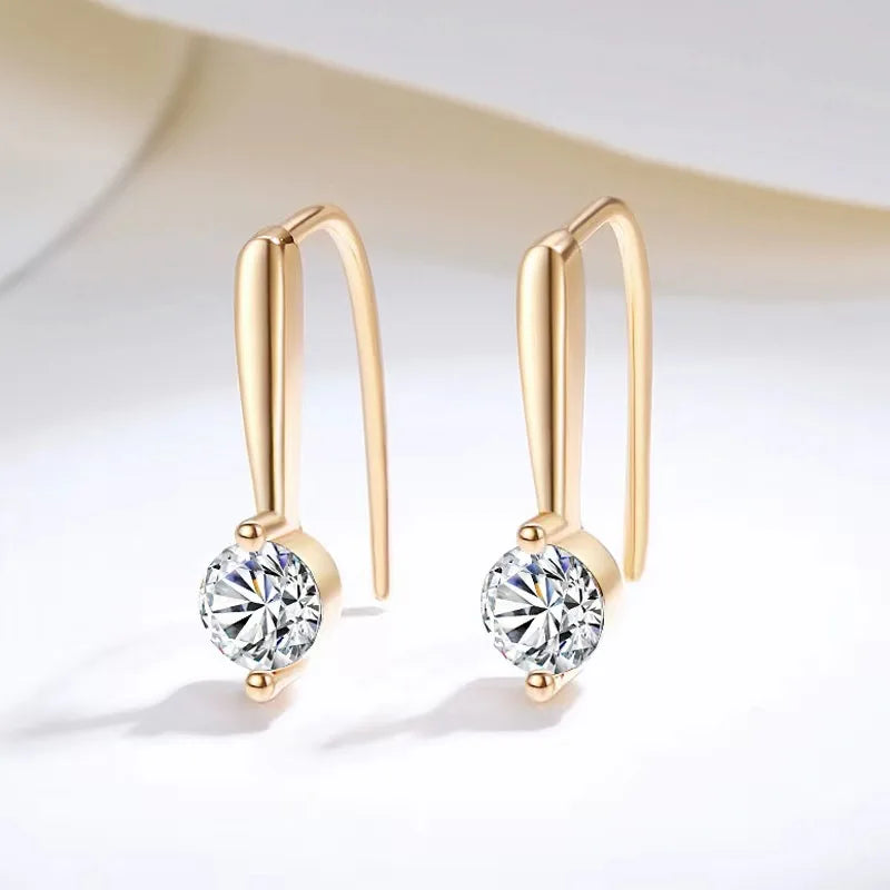 Boucles d'oreilles pendantes en argent sterling 925 avec moissanite 1,0 ct (0,5 ct x 2), cadeau de luxe à la mode pour mariée