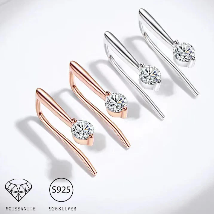 Boucles d'oreilles pendantes en argent sterling 925 avec moissanite 1,0 ct (0,5 ct x 2), cadeau de luxe à la mode pour mariée