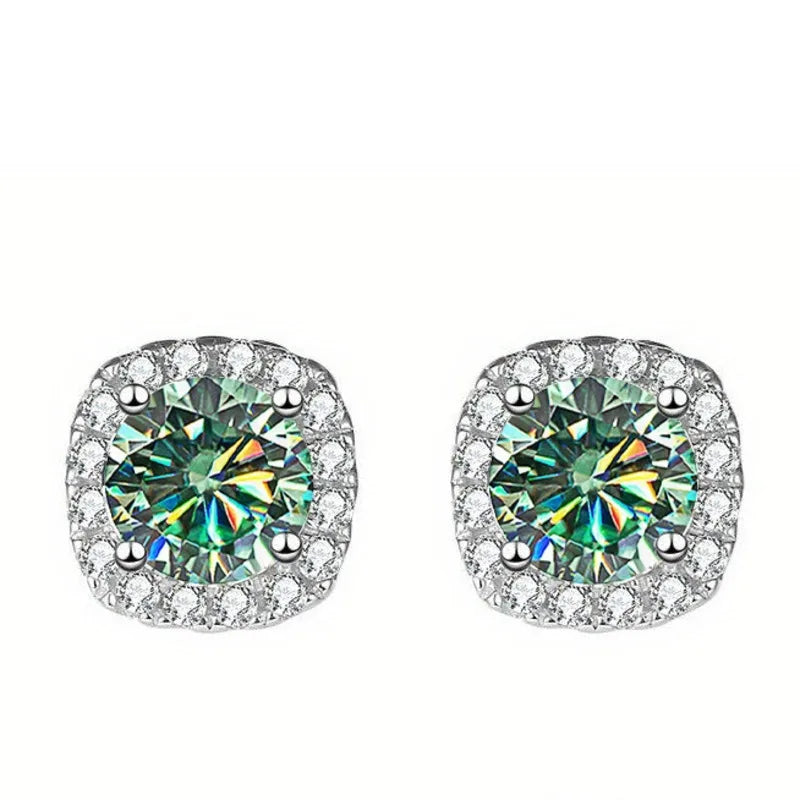Sterling Silver 925 Moissanite Square Stud Earrings For Women Sparkling Gift