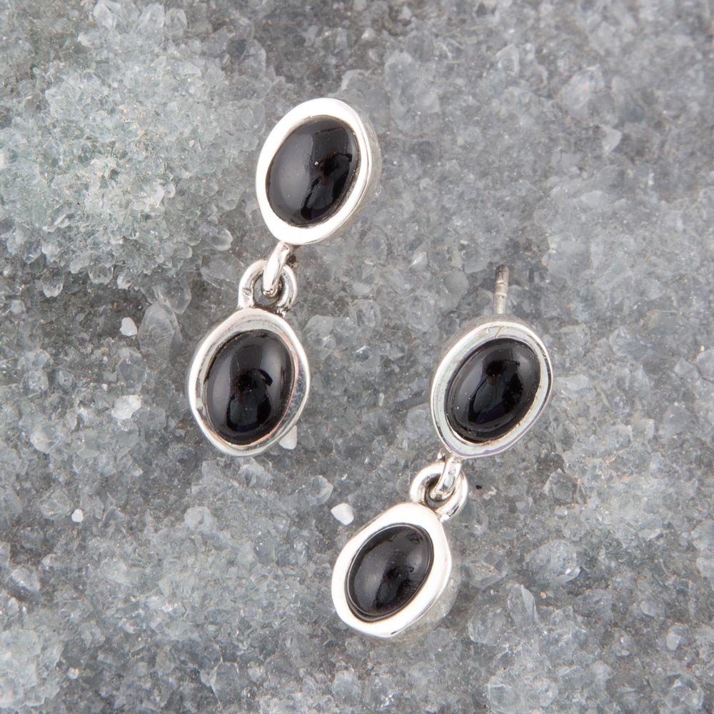 Ohrhänger aus Sterlingsilber mit schwarzem Onyx