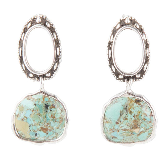 Boucles d'oreilles pendantes en argent sterling et turquoise bleue