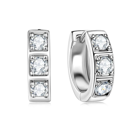 Sterling Silver 0.6ct Moissanite Hoop Earrings Black White Two-Tone 925