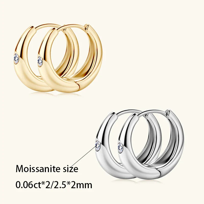 Ohrstecker aus Sterlingsilber mit 0,06 Karat Moissanit, Retro-Punk, leichter Luxus