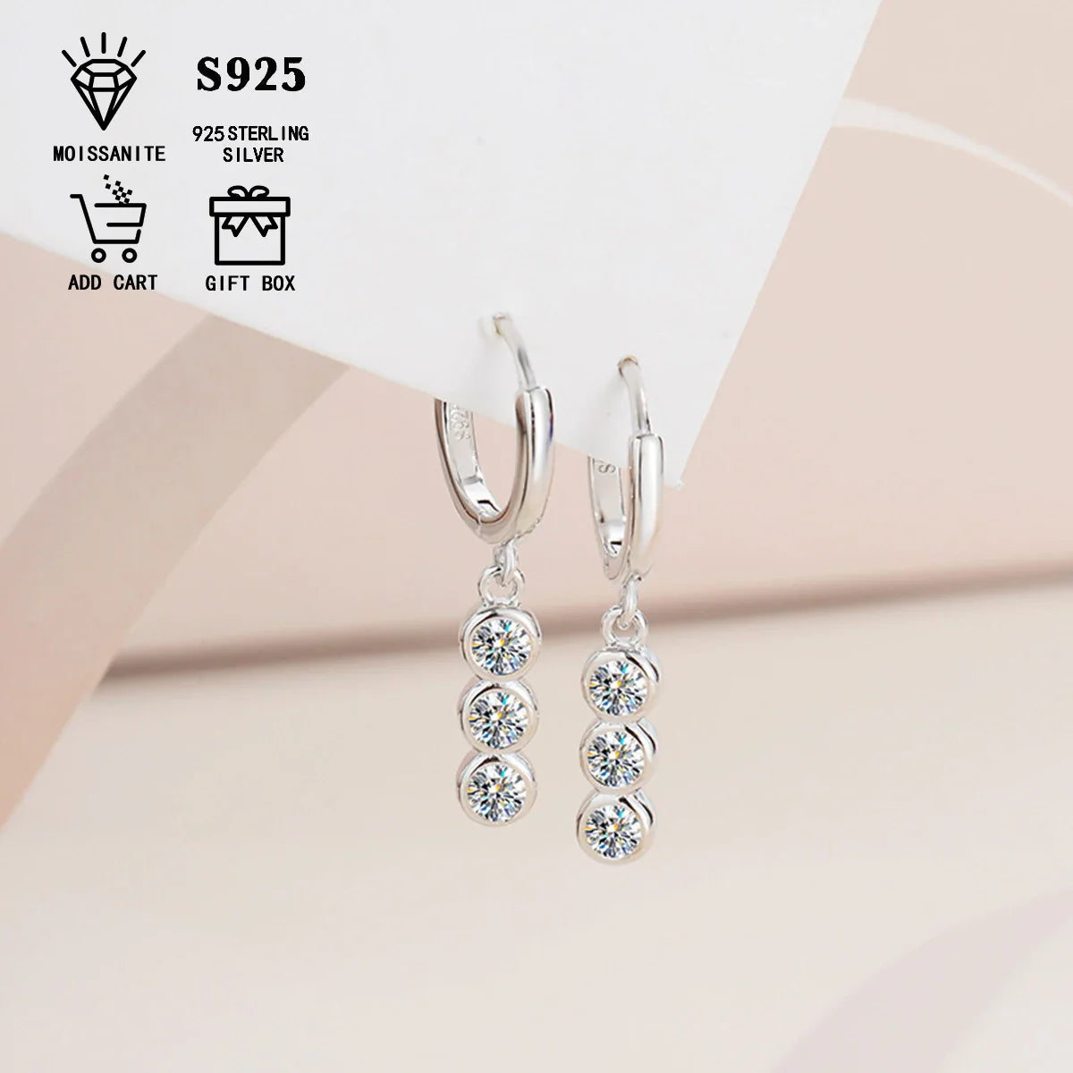Ohrstecker für Damen aus Sterlingsilber S925 mit 1,2 Karat Moissanit (rund)