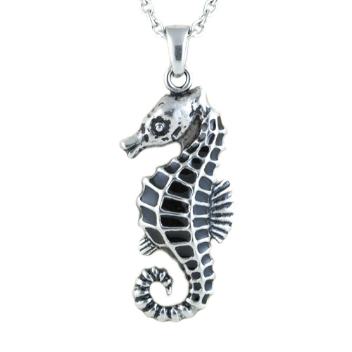 925 Sterling Silber Seepferdchen Anhänger Halskette Ozean Schmuck