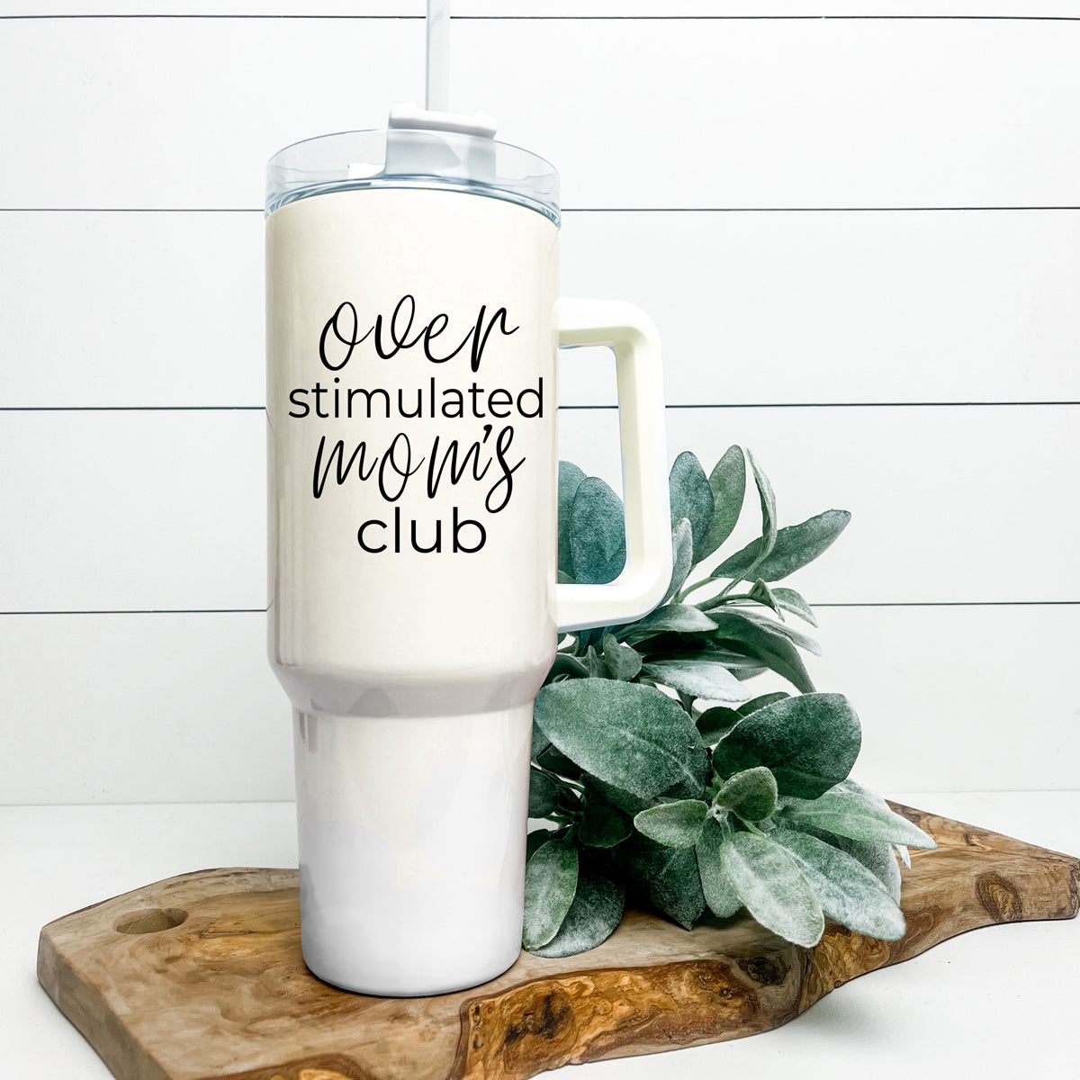 Gobelet de voyage isotherme de 40 oz avec poignée, couvercle et paille pour mamans surexcitées