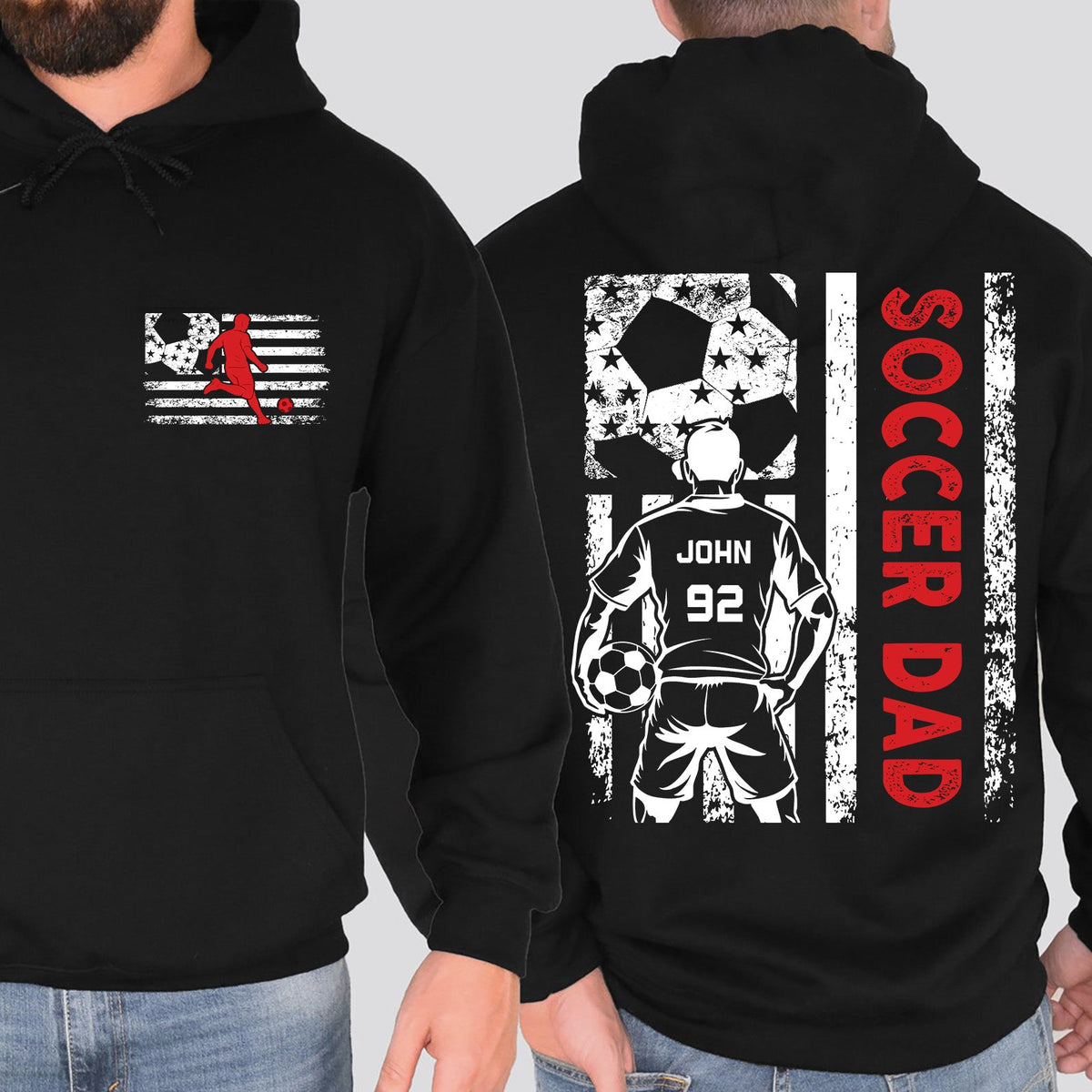 Custom Soccer Dad Shirt | Personalized Custom Name and Number T-shirt | Father's Day Dark Shirt Gift | Gift for Dad | Gift for Husband | Front & Back Shirt 682442