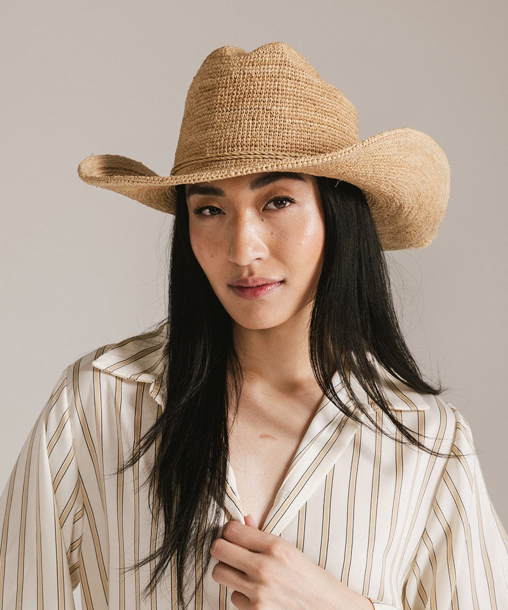 Chapeau de cow-boy en paille pliable Ames