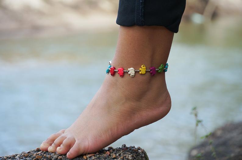 Stylisches Boho Silber Elefanten-Fußkettchen für Damen und Mädchen