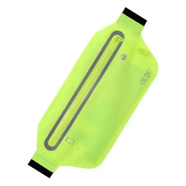 Stylish Hidden Waist Bag Sports Phone Men's Belt Bag Ultra-Thin Waterproof Mini Fanny Pack Black Reflective Runners Belt Jogging Pocket Belt