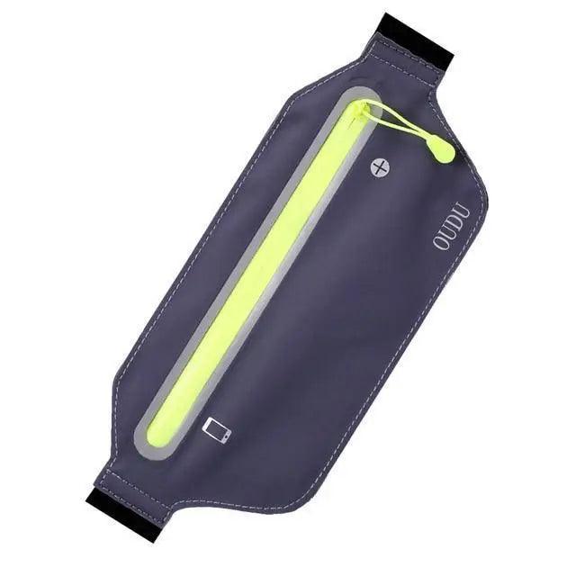 Stylish Hidden Waist Bag Sports Phone Men's Belt Bag Ultra-Thin Waterproof Mini Fanny Pack Black Reflective Runners Belt Jogging Pocket Belt