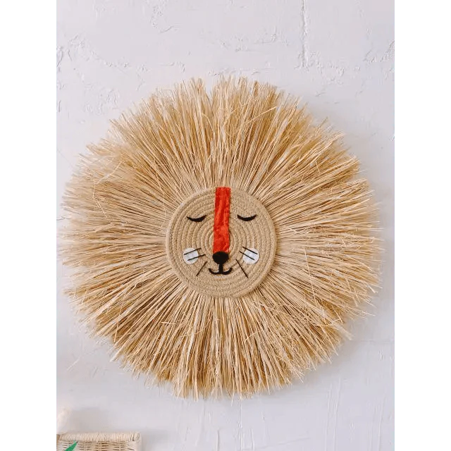 Stylish Interior Hand Woven Cartoon Lion Hanging Decorations Cotton Thread Weaving Animal Head Ornament Children room Wall Hanging