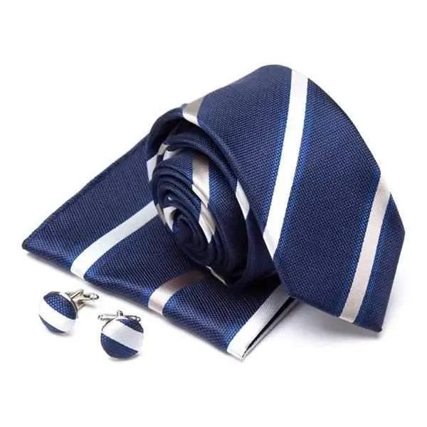 Stylish Silk Necktie With Pocket Square And Matching Cufflinks Set For Men Retro Formal Wear Necktie Set For Men