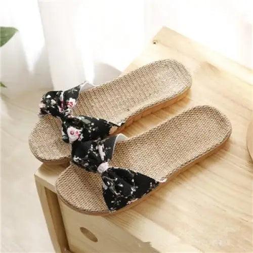 Stylish Women Flax Slippers Casual Summer Flower Elegant Fashion Slippers For Womens