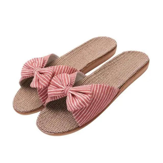 Stylish Women Flax Slippers Casual Summer Flower Elegant Fashion Slippers For Womens