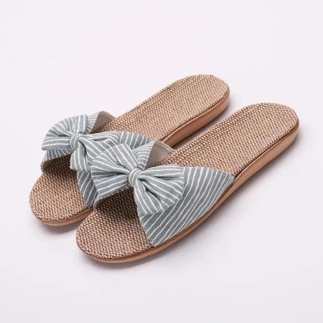 Stylish Women Flax Slippers Casual Summer Flower Elegant Fashion Slippers For Womens
