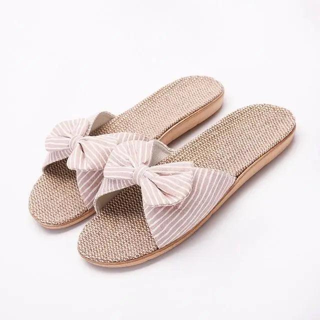 Stylish Women Flax Slippers Casual Summer Flower Elegant Fashion Slippers For Womens