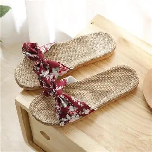 Stylish Women Flax Slippers Casual Summer Flower Elegant Fashion Slippers For Womens