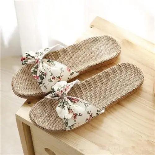 Stylish Women Flax Slippers Casual Summer Flower Elegant Fashion Slippers For Womens