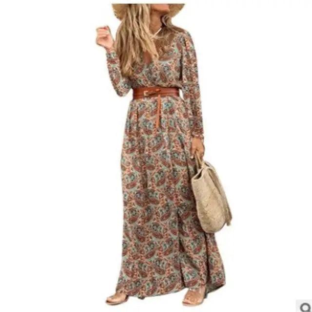Summer Beach Stylish Womens Dress Long Casual V-Neck Party Comfort Fashion Women Dress