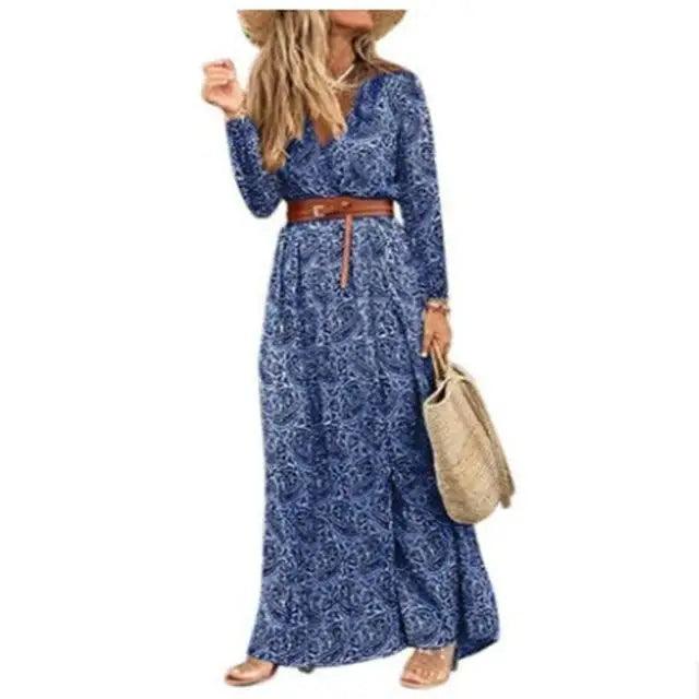 Summer Beach Stylish Womens Dress Long Casual V-Neck Party Comfort Fashion Women Dress