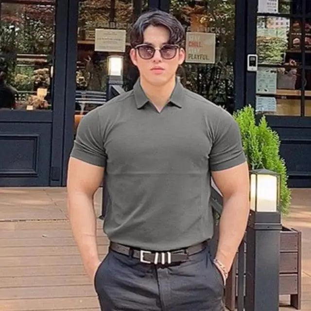 Sommer Casual Herren Neue Mode Polo T-Shirt Herren Gyms Fitness Modern Kurzarm T-Shirt Männlich Bodybuilding Workout Polo Tees Oberteile Kleidung Herren Muskel T-Shirt Übergröße Kurzarm Polo Shirt Freizeit Oberteile Sommer T-Shirts Slim Fit Workout Shirts