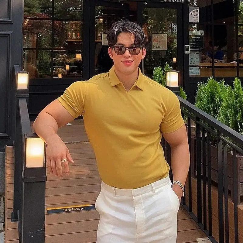 Sommer Casual Herren Neue Mode Polo T-Shirt Herren Gyms Fitness Modern Kurzarm T-Shirt Männlich Bodybuilding Workout Polo Tees Oberteile Kleidung Herren Muskel T-Shirt Übergröße Kurzarm Polo Shirt Freizeit Oberteile Sommer T-Shirts Slim Fit Workout Shirts