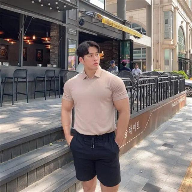 Sommer Casual Herren Neue Mode Polo T-Shirt Herren Gyms Fitness Modern Kurzarm T-Shirt Männlich Bodybuilding Workout Polo Tees Oberteile Kleidung Herren Muskel T-Shirt Übergröße Kurzarm Polo Shirt Freizeit Oberteile Sommer T-Shirts Slim Fit Workout Shirts