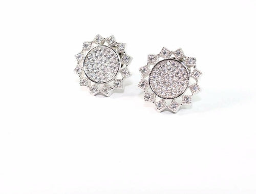 Sun Chakra Sparkling Stud Earrings Sterling Silver CZ