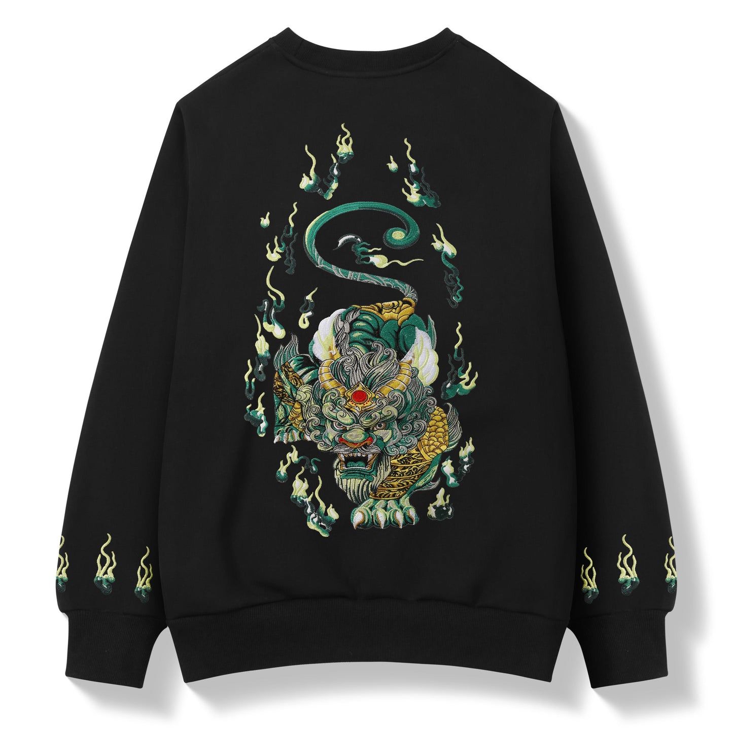SW9007 Smaragdgrüner Kirin Stickpullover