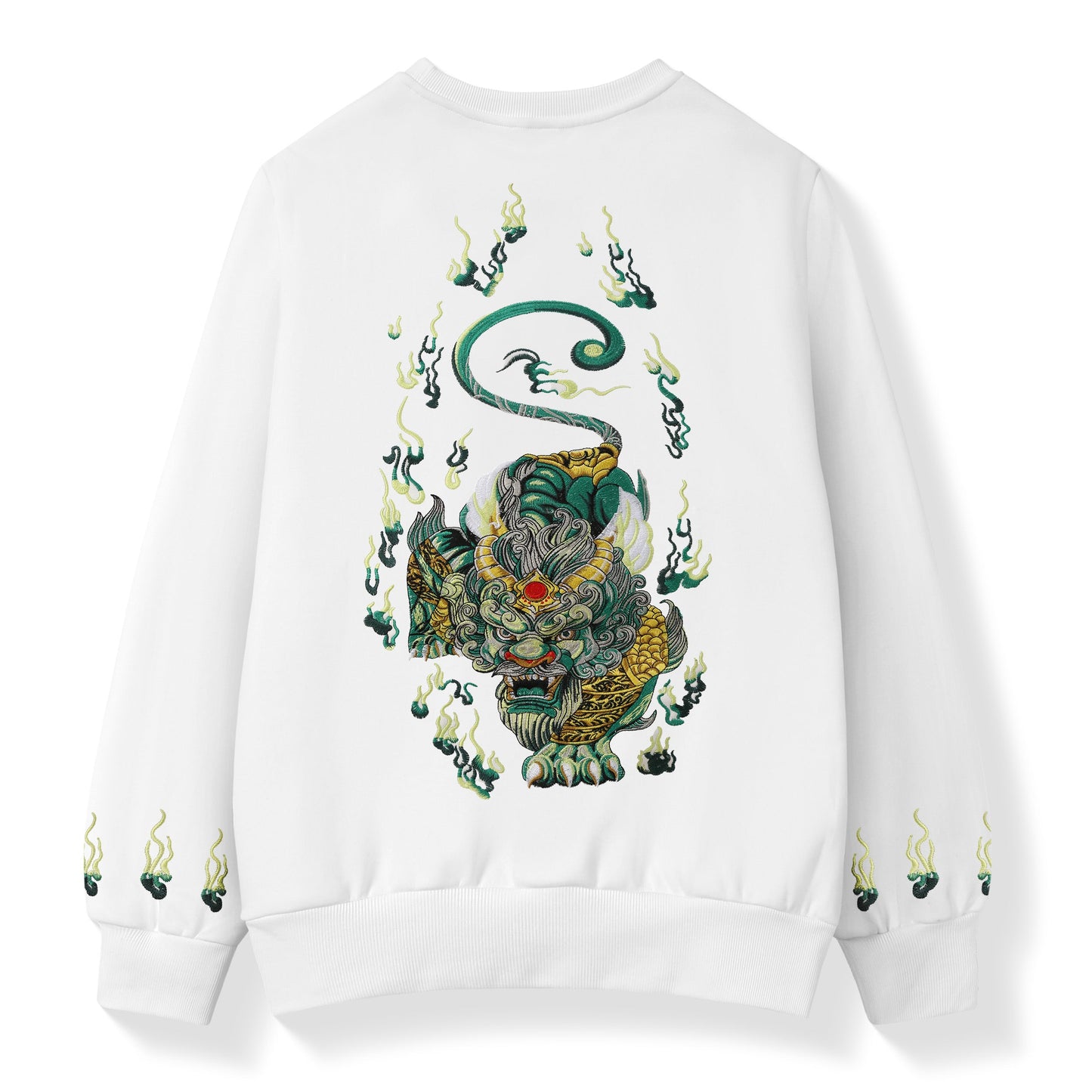 SW9007 Smaragdgrüner Kirin Stickpullover