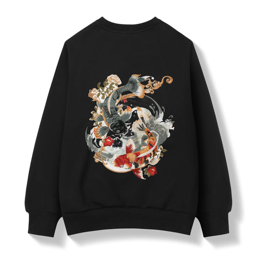Pull brodé Yin Yang Carpe Koï SW9008