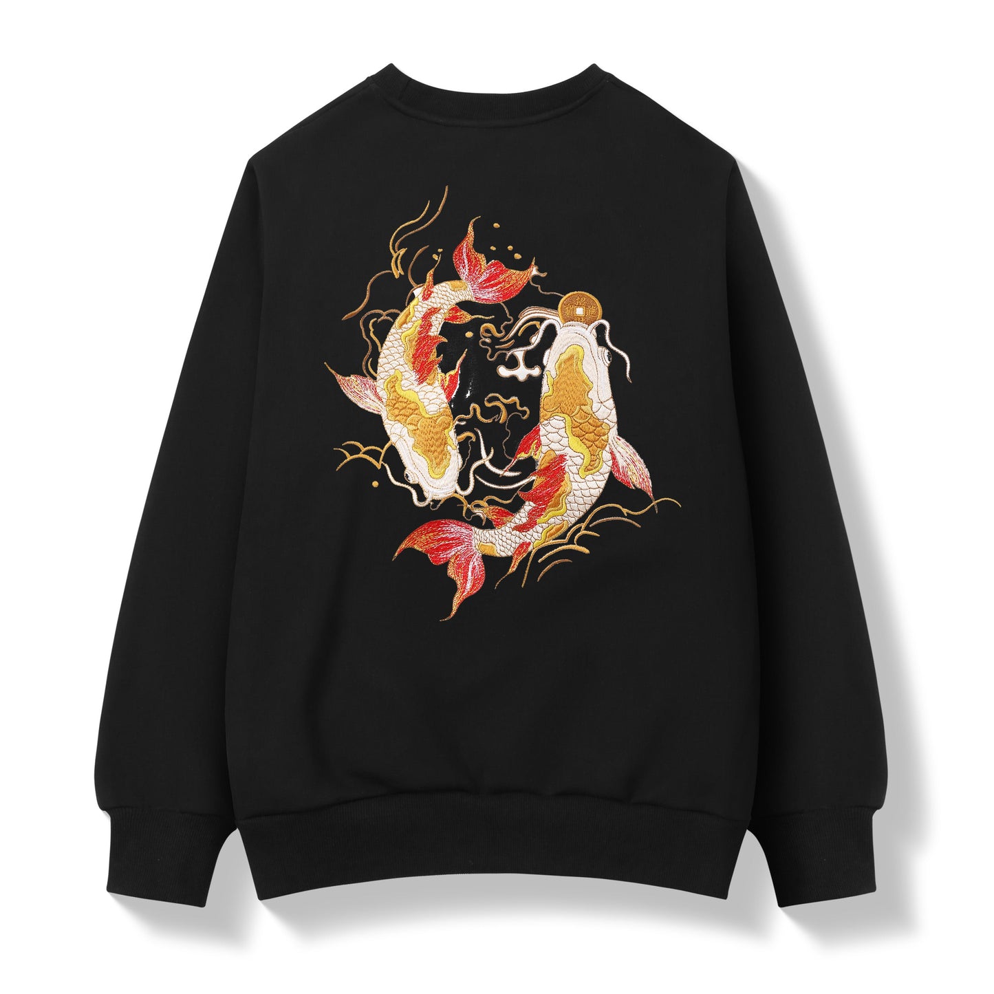 SW9013 Goldener Koi-Fisch bestickter Pullover