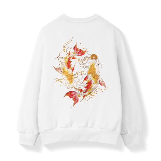 SW9013 Pull Brodé Carpe Koï Dorée