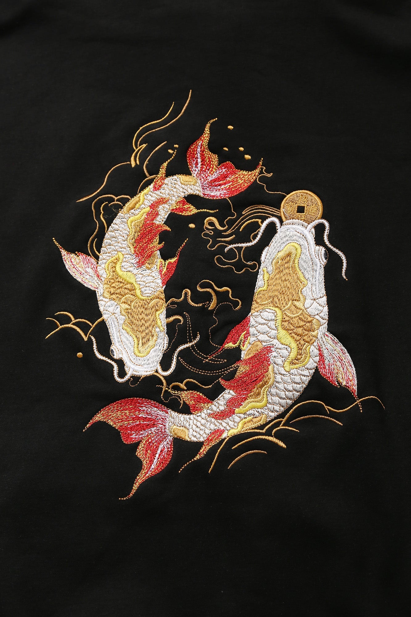 SW9013 Goldener Koi-Fisch bestickter Pullover