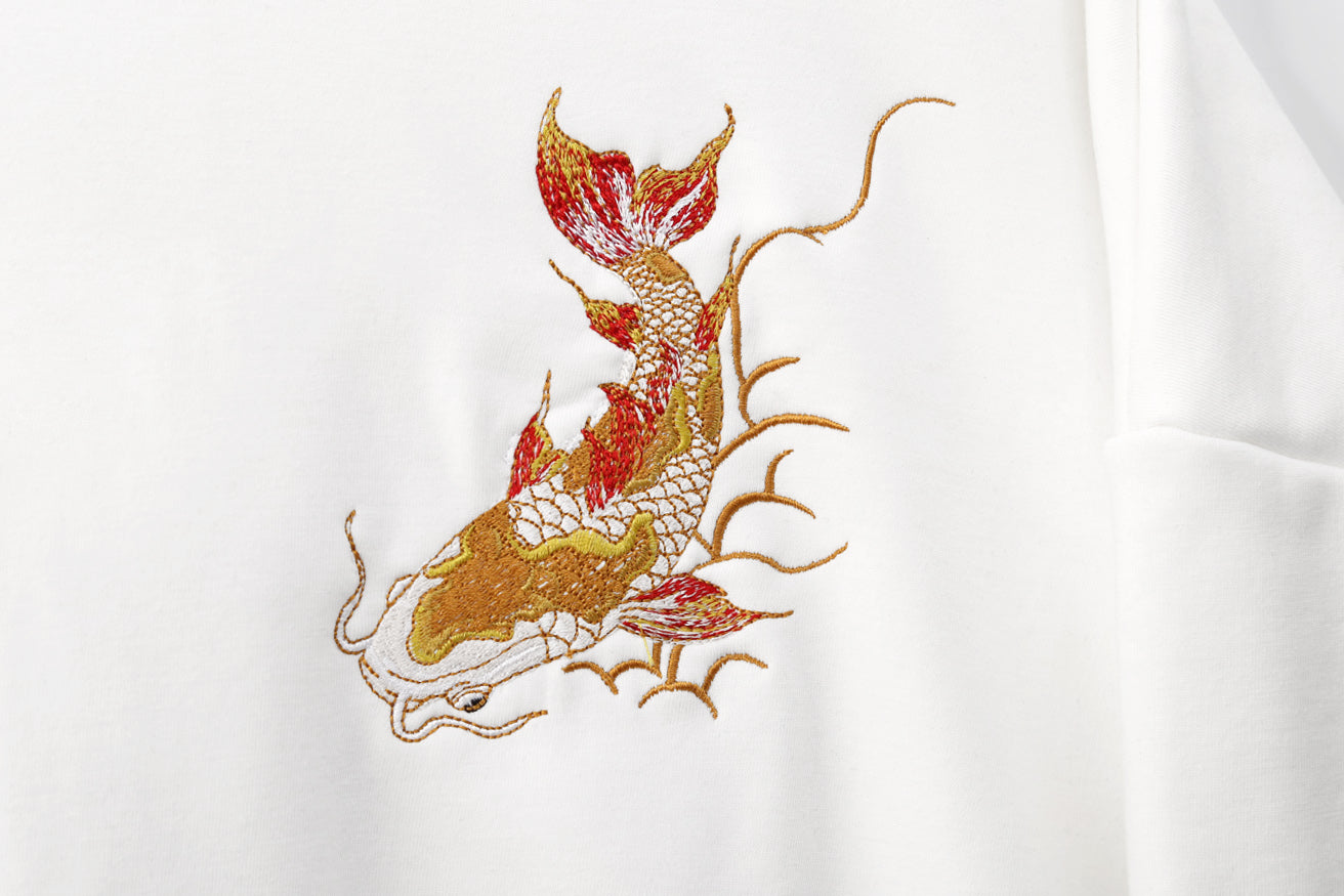 SW9013 Goldener Koi-Fisch bestickter Pullover