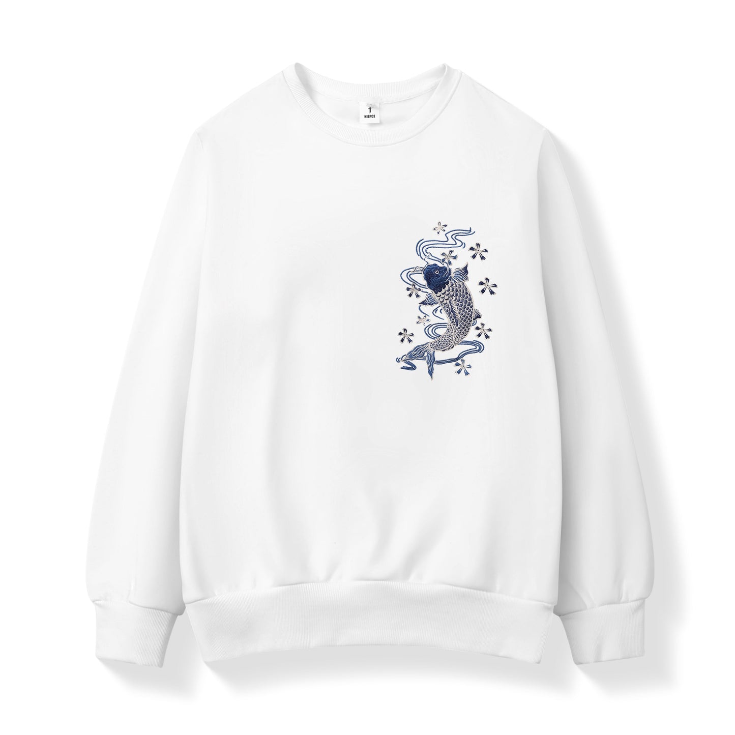Pull brodé carpe koï bleu SW9015