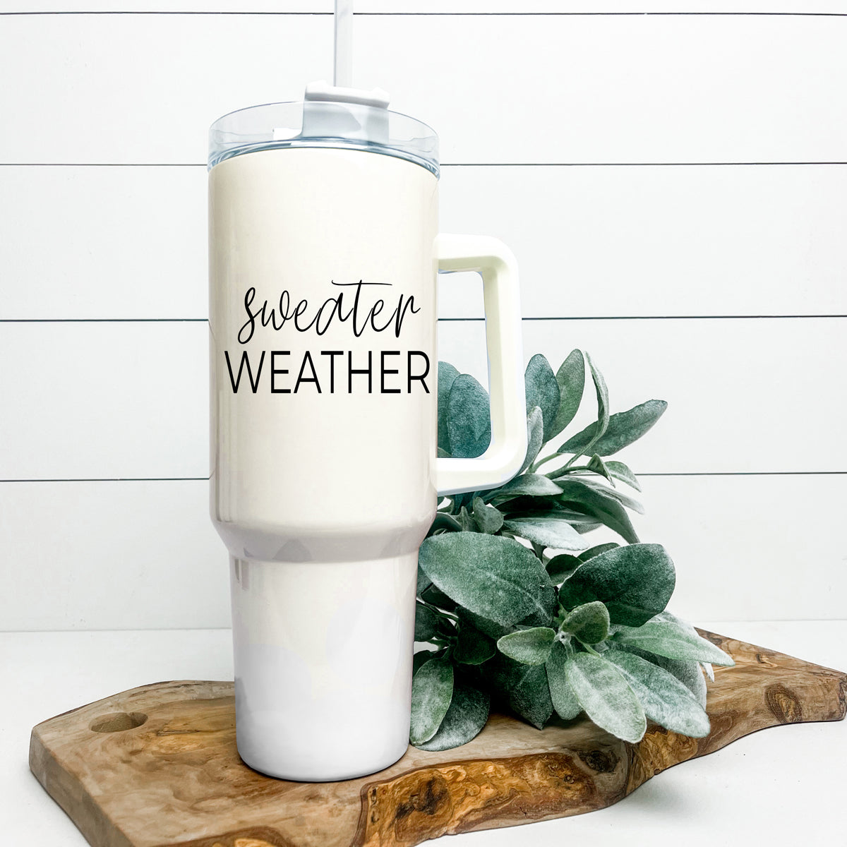 Insulated 40oz Travel Mug With Handle, Lid & Straw - Sweater Weather Fall Mug