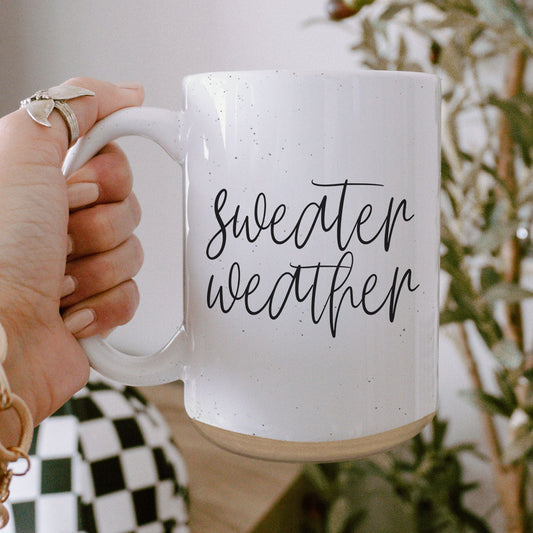 Mug en céramique "Sweater Weather" 47 cl - Tasse à café/thé confortable pour l'automne et l'hiver